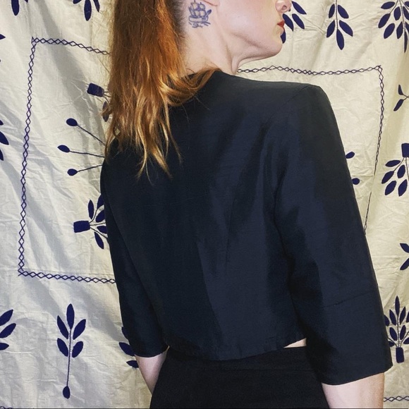 Vintage Jeanne Daro size small/extra small black crop top button down 3/4 sleeve - Picture 3 of 4